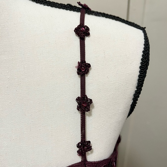 🚫SOLD🚫 Vintage Sue Wong Nocturne Dress Crochet Flowers Beaded Mesh Sheer - Picture 6 of 7